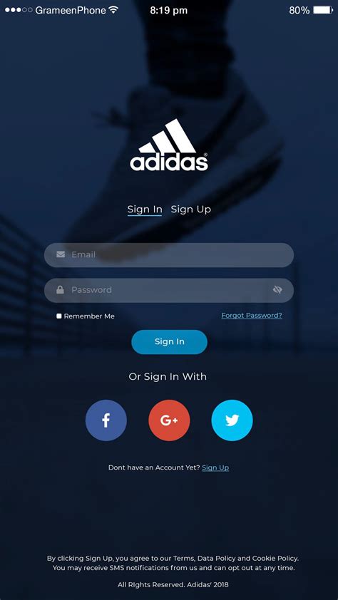 adidas uk log in